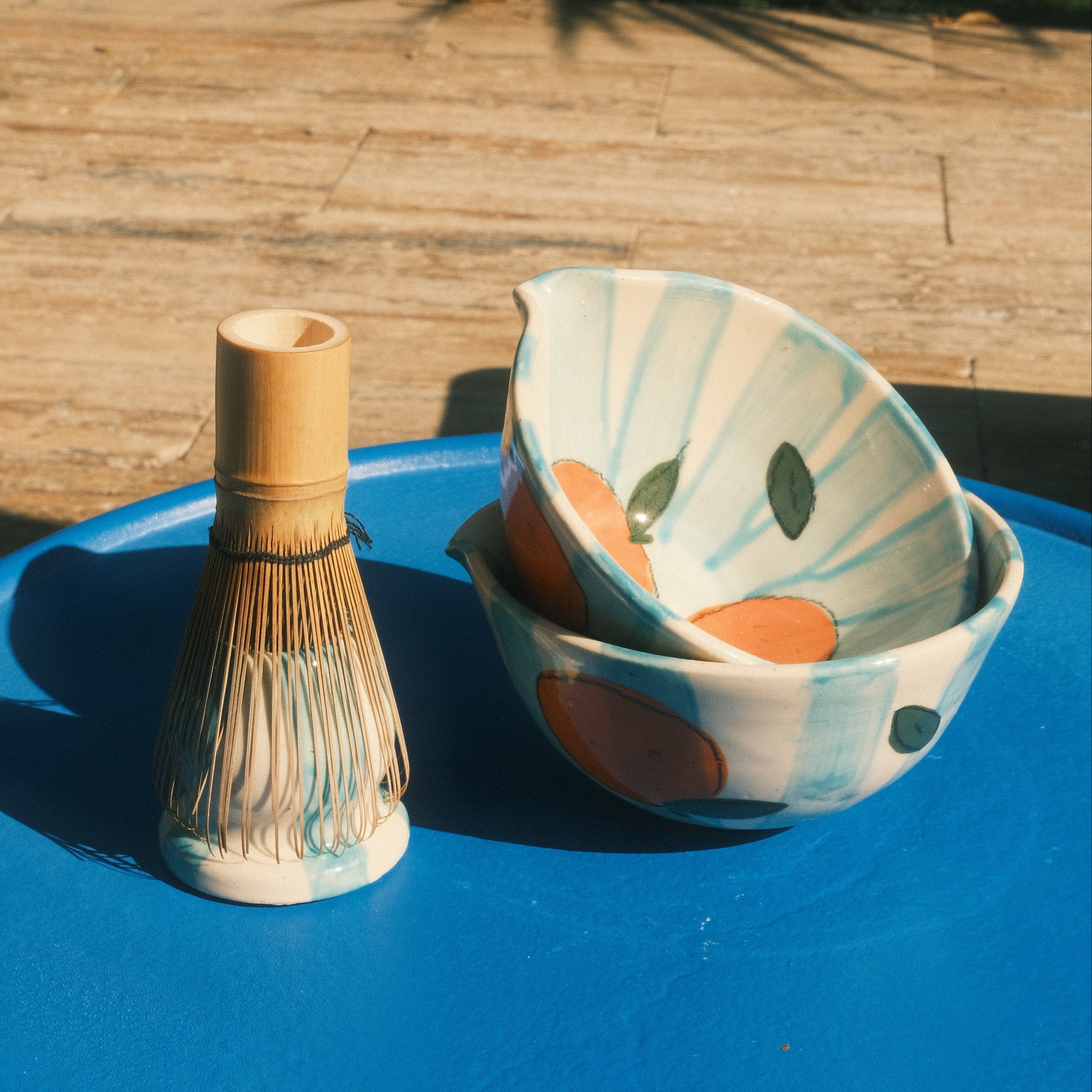 The Orange Gingham Matcha set