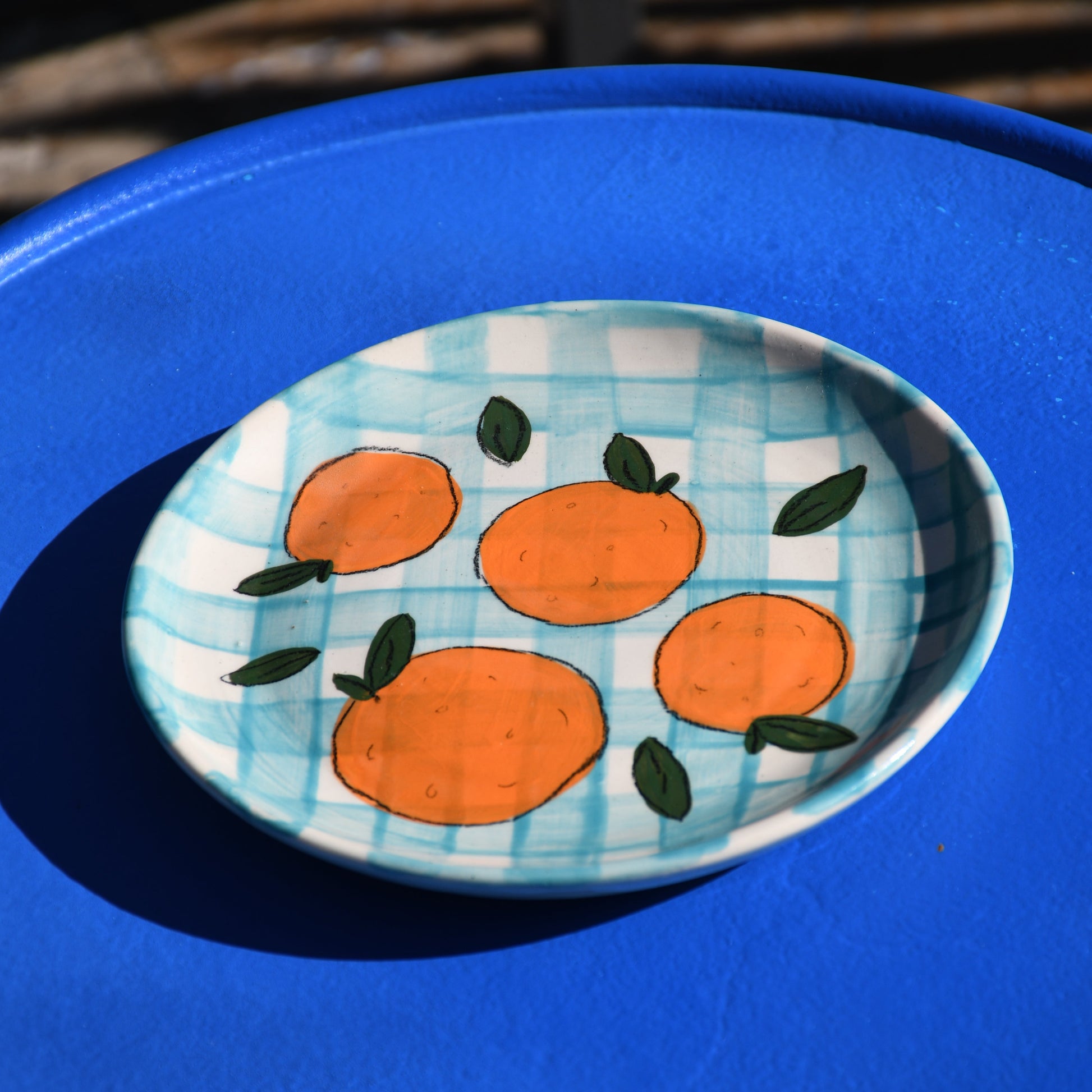 Orange Gingham Plate