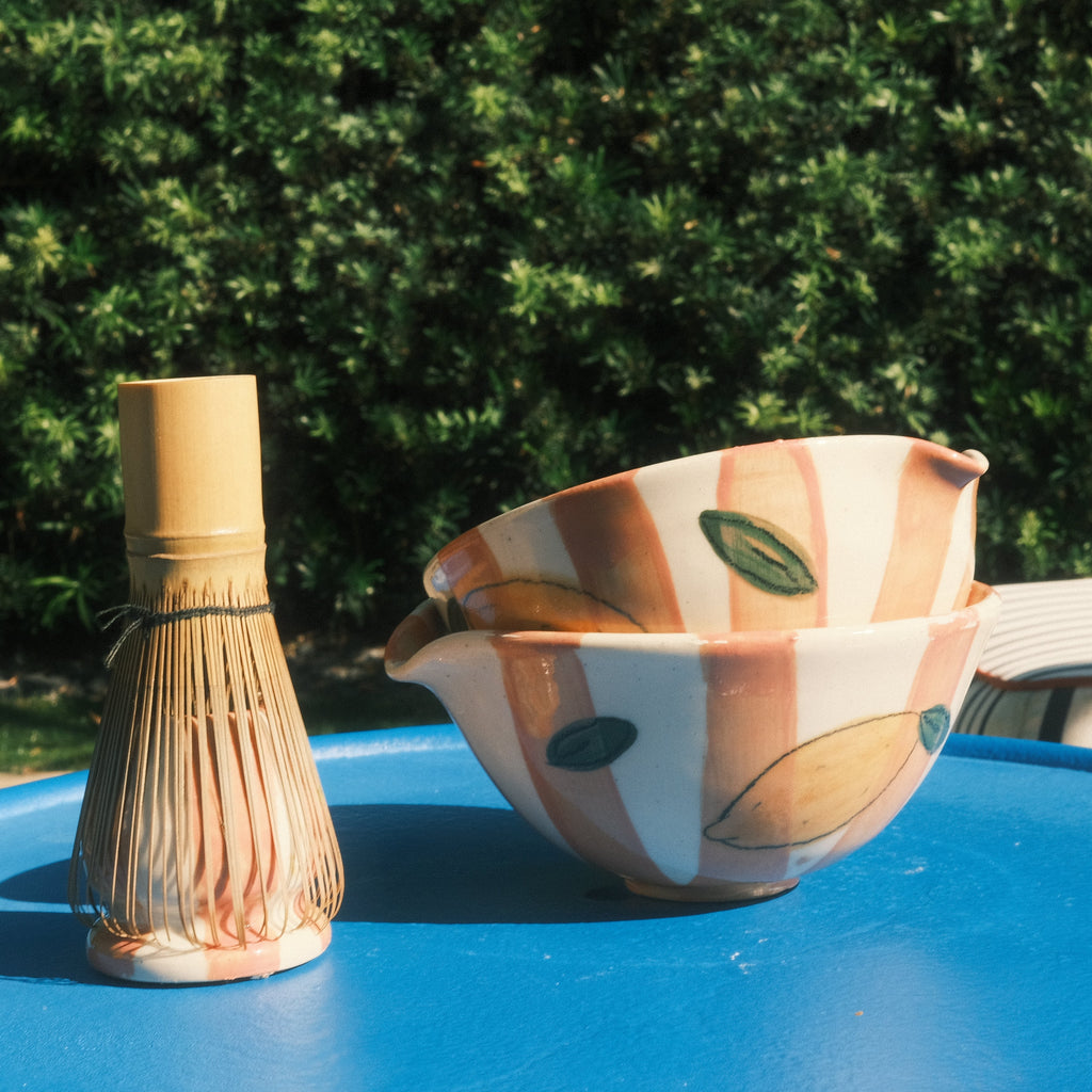 The Lemon Gingham Matcha set