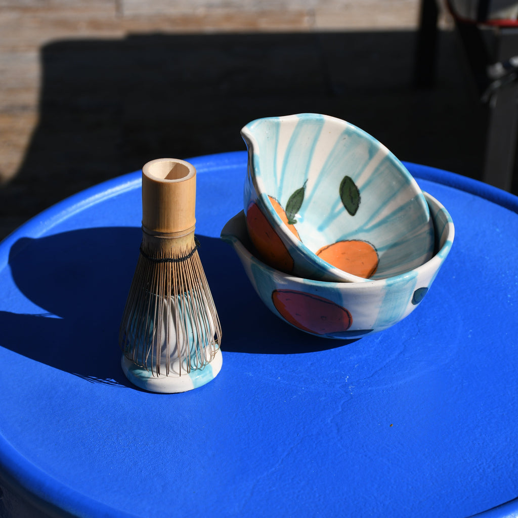 The Orange Gingham Matcha set