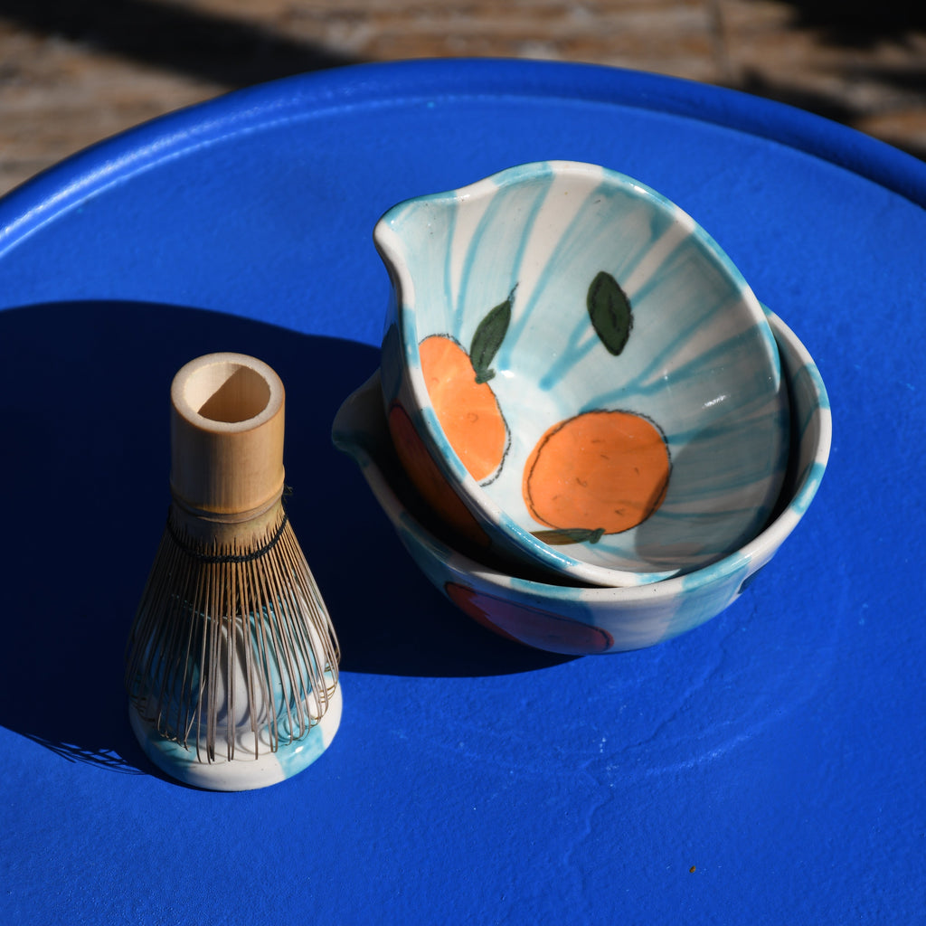 The Orange Gingham Matcha set