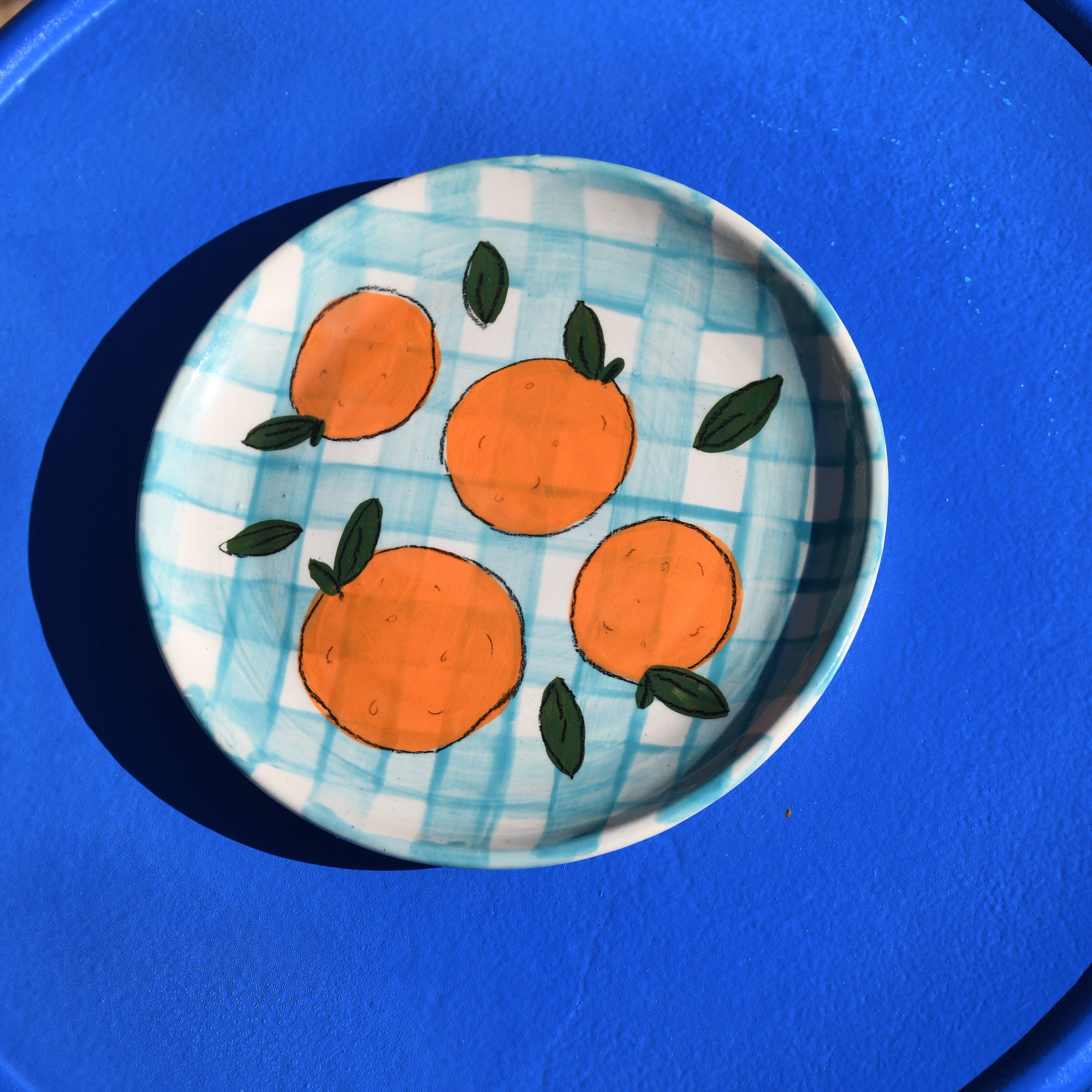 Orange Gingham Plate