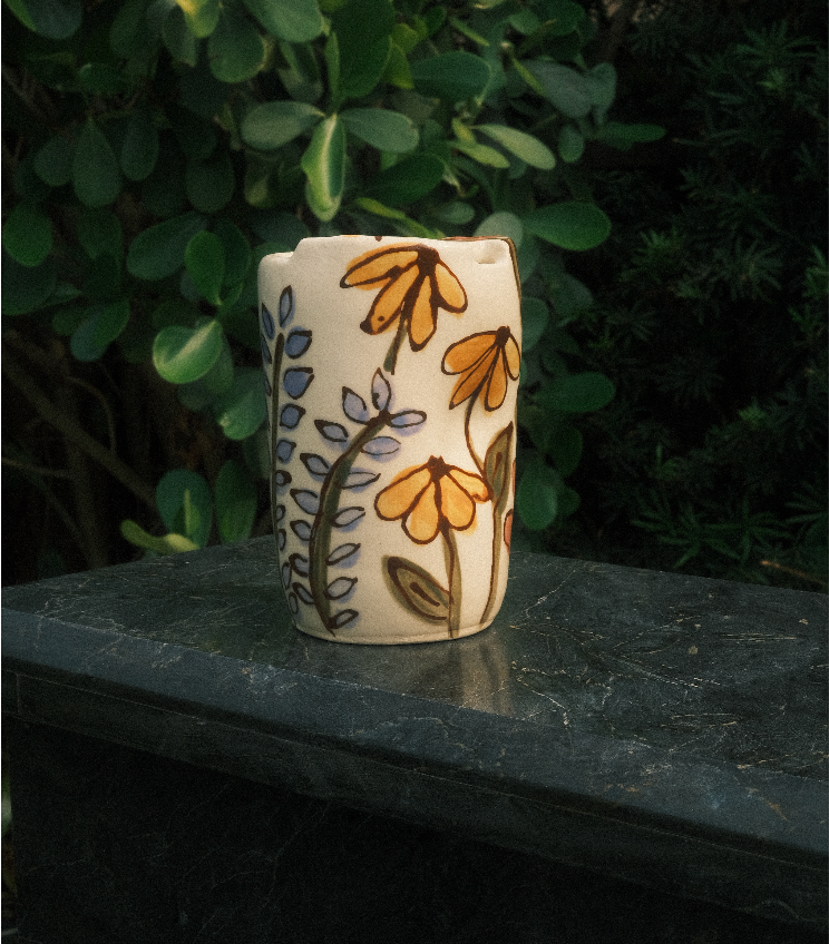 Hand-Painted Floral To-Go Cup