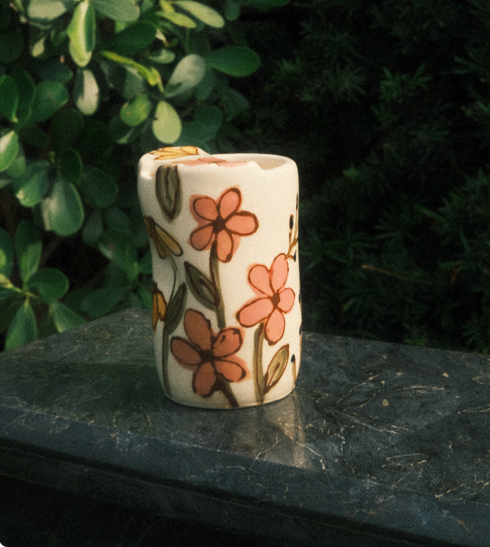 Hand-Painted Floral To-Go Cup